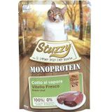 Stuzzy, Monoprotein Grain & Glutenvrij, compleet natvoer voor volwassen katten met kalf, in pasta - (20 zakjes à 85 g)