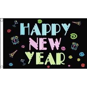 AZ FLAG Vlag ""Happy New Year"" 90 x 60 cm – Vlag Happy New Year – Nieuwjaar 60 x 90 cm – vlaggen