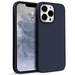 Crong Color Cover hoes compatibel met iPhone 13 Pro (6,1 inch), hoogwaardige anti-shock vloeibare siliconen met microvezel aan de binnenkant, blauw