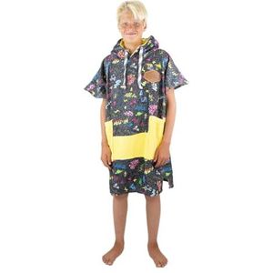 ALL-IN J Crew V Junior surfen, bad en badstof, velours, 100% katoen, ultra-absorberend, duurzaam, Oeko-Tex, AZO vrije poncho 9-15 jaar, Pop 80, zwart, jongeren, uniseks, zwart/geel, eenheidsmaat