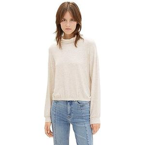 TOM TAILOR Denim Sweatshirt voor dames met opstaande kraag, 24421-crème beige melange, XL