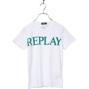 Replay T-shirt voor jongens, regular fit, korte mouwen, 001, wit, 12 Jaar