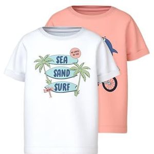 NAME IT Jongens Nmmvux 2P Ss Top (set van 2), wit (bright white), 98