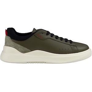 HUGO Heren Blake Tenn sneakers van leer met cupzool en suède details maat, groen, 41 EU