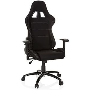 hjh OFFICE Gaming-stoel, Game Force stof, zwart, sportzitje, ergonomisch met armleuningen en hoofdsteun, in hoogte verstelbaar, gamestoel