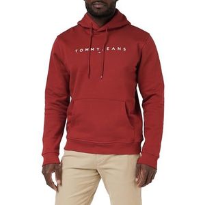 Tommy Jeans TJM Reg Linear Logo Hoodie Ext, Magma Rood, XL