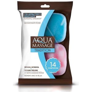 ARIX | 1 paar bad- en massasponzen, scrubspons voor een strakke huid, massagespons voor ontspanning, mobide en absorberend, antibacterieel behandeld, 14 verpakkingen