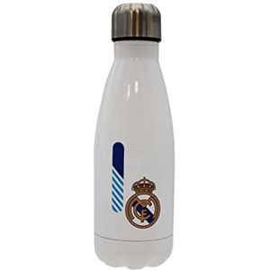 Real Madrid - roestvrijstalen waterfles, hermetische sluiting, met Letter I-ontwerp in blauw, 550 ml, witte kleur, officieel product (CyP Brands)
