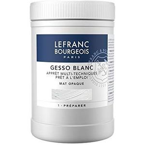 Lefranc & Bourgeois 300656 Gesso, witte, universele primer voor acrylverf, klaar voor gebruik, mat ondoorzichtig, ondoorzichtig, voor canvas, papier, steen, hout, gips, pot van 1000 ml