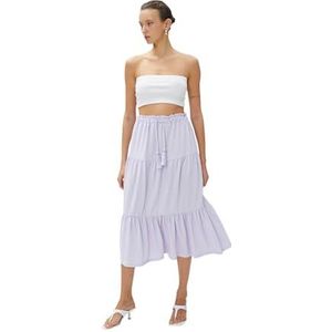 Koton Dames trekkoord diered midi rok, Paars (363), L