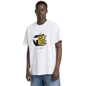 G-STAR RAW Heren Boombox Cartoon Loose R T T-shirt, wit (White D25702-c336-110), XXL