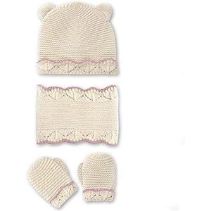 MacBeen Handschoenen, muts en sjaal voor baby's, 9 tot 18 maanden, ecru kleur, winteraccessoireset, klein, uniseks, kinderen