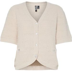 Pcjena Ss V-hals gebreide cardigan Bc, Zilvervoering., XL