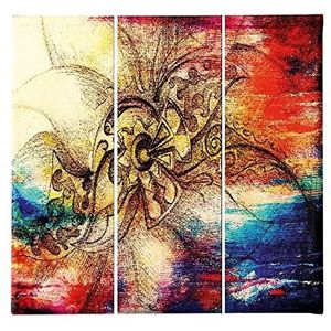 Homemania Kleurbord, 3-delig, Abstract from Living, Room-Multicolor, 69 x 3 x 50 cm, -HM203PKNV-266, polyester, hout