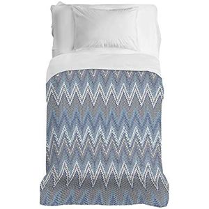 PENSIERI DELICATI Sprei 170 x 280 cm, eenpersoonslaken 100% katoen piqué, ideaal als meubel, dekbed voor eenpersoonsbed, patroon spinazie blauw, 100% Made in Italy