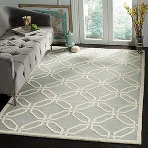 Safavieh gestructureerd tapijt, CAM311, handgetufte wol vierkant CAM311 120 x 180 cm lichtgrijs/ivoor