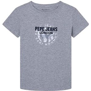 Pepe Jeans Brooklyn T-shirt voor kinderen en jongeren, Grijs (Grijs Marl), 8 jaar