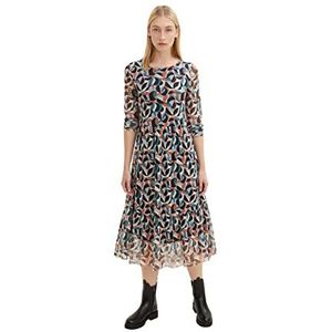 TOM TAILOR Dames Midi-jurk van mesh 1030257, 30666 - Big Abstract Shapes Design, 32