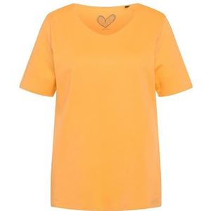 Ulla Popken Dames, dubbellaags, slank, ronde hals, lange mouwen T-shirts, Cantaloupe Oranje, 50/52 NL