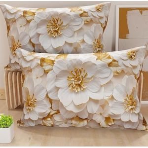 PETTI Artigiani Italiani - Paar kussenslopen voor bed 50 x 80 cm, kussensloop van hypoallergene microvezel, set van twee kussenslopen voor tweepersoonsbed, bloemenpatroon, 100% Made in Italy