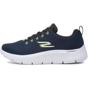 Skechers Heren GO Walk Flex Sneakers, Navy en Lime Textiel, 40 EU, Navy en Lime Textiel, 41 EU