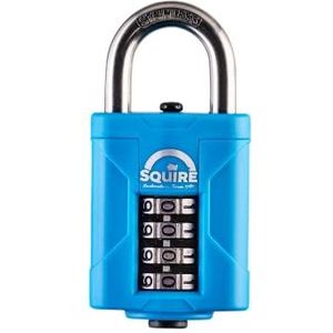 Squire Heavy Duty hangslot (CP40S) - Hardste stalen beugel, combinatiehangslot met 4 wielen, roestvrij staal voor corrosiebestendigheid, weerbestendig slot voor thuis, school en garage (marineblauw,