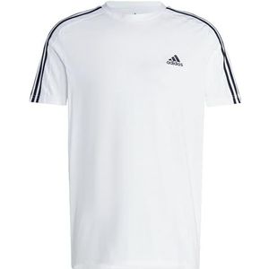 adidas Heren Essentials Single Jersey 3-Stripes T-shirt met korte mouwen, 4XL lang, 2 inch wit/zwart