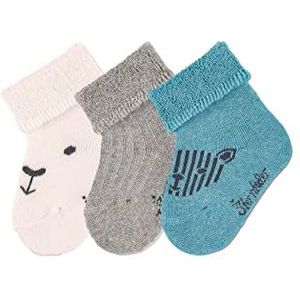 Sterntaler Baby jongens baby sokken sokken 3-pack beer kousen - sokken baby sokjes - met beer motief en volledig pluche - marine, ecru, 18 EU