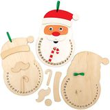 Baker Ross FE900 Kerstman houten aftel klok - Pak van 3, houten ambachten om te maken en te versieren, maak je eigen kerstversieringen