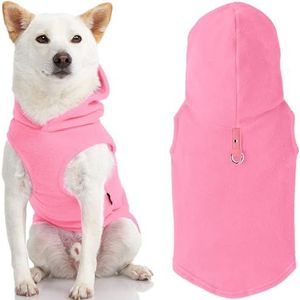 Gooby elke dag fleece koud weer vest met hoodie voor kleine honden, Large, roze