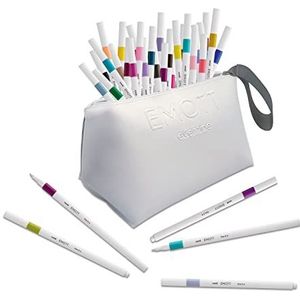 Emott Uni-Ball Uni Mitsubishi Pencil, 40 viltstiften, Emott – om te schrijven, tekenen, tekenen met stijl! – fijne punt 0,4 mm – 40 kleuren