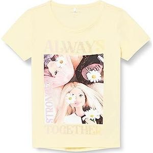 Bestseller A/S Baby-meisje NMFABELINE Barbie SS TOP Box Sky T-shirt, Double Cream, 86, Double Cream, 86 cm