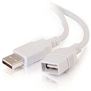 C2G /Cables to Go 19018 2m USB-verlengkabel - USB 2.0 A mannelijk naar een vrouwelijk wit (6.6ft)