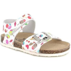 Primigi Birkenstock Platte sandalen voor meisjes, wit, meerkleurig, 21 EU, wit, meerkleurig, 21 EU