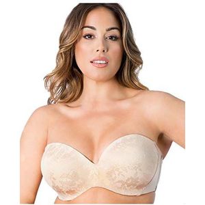 Curvy Couture Strapless Sensation Multi-Way BH Push voor dames, Bombshell Naakt, 85F
