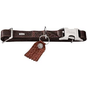 HUNTER CODY ALU-STRONG halsband, hondenhalsband met aluminium steeksluiting, leer, rustiek, zacht, XL, donkerbruin