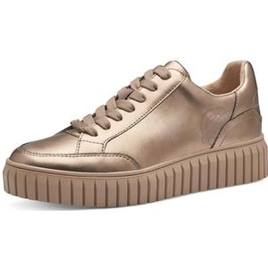 s.Oliver Dames Sneaker plat Low Top Vegan, beige metallic, 41 EU