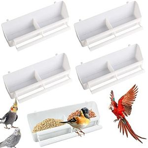 Vogelvoer waterkom, 5 stuks vogelkom opknoping voedselvoeder plastic voedselvoeder vogel waterer kooi accessoires voor vogels en gevogelte wit
