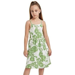DeFacto Meisjesjurk - modieuze jurk voor stijlbewuste meisjes, groen, 7-8 Jaren