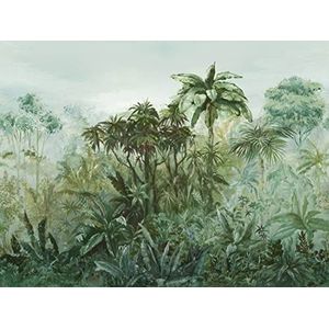 Rasch 486025 vlies met jungle-motief en palmen in groen, blauw en grijs uit de collectie Florentine III-3,00 m x 4,00 m (l x b) fotobehang, olijf