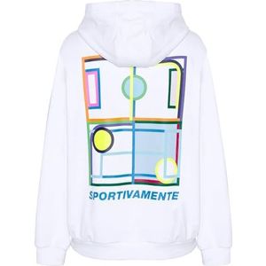 Sweater - Bright White - Met Capuchon - Sweatstof - Logoprint