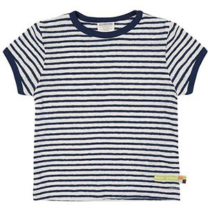 loud + proud Uniseks kinderstrepen met linnen, GOTS-gecertificeerd T-shirt, Ultramarijn, 62/68 cm