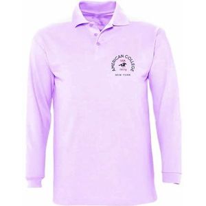 AMERICAN COLLEGE USA American College Poloshirt, lange mouwen, uniseks, kinderen, Paars, 14 Jaar