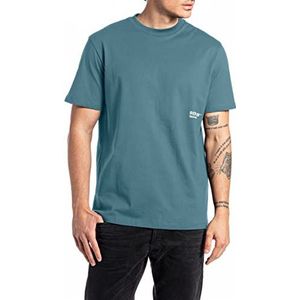 Replay Heren T-shirt korte mouwen Second Life met ronde hals, 608 Blauw, M