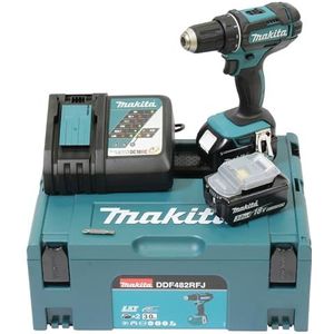 Makita DDF482RFJ Accu-Schroefboormachine, 18 V, 54 W, Zwart, Blauw