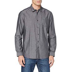 Pioneer Herenshirt met lange mouwen Dobby overhemd, grijs gemêleerd, S