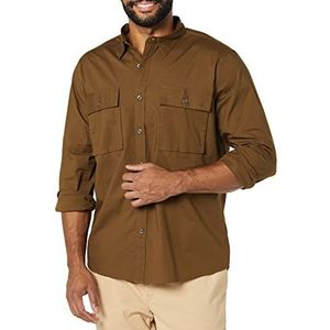 Amazon Essentials Heren Standard-Fit lange mouwen twee-pocket utility shirt (voorheen Goodthreads), donker olijf, groot lang