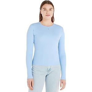 Tommy Jeans Tjw BBY Essential Rib Ls T-shirt voor dames, Chambray Blauw, XL