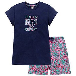 Schiesser Meisjespak korte tweedelige pyjama, blauw (donkerblauw 803), 140 cm
