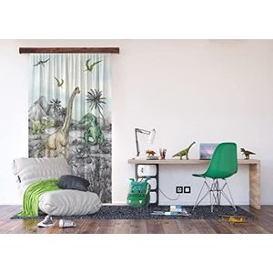 AG Design Decoratief Photo Curtain Dinosaurus, 140 x 245 cm, polyester, semi-transparant